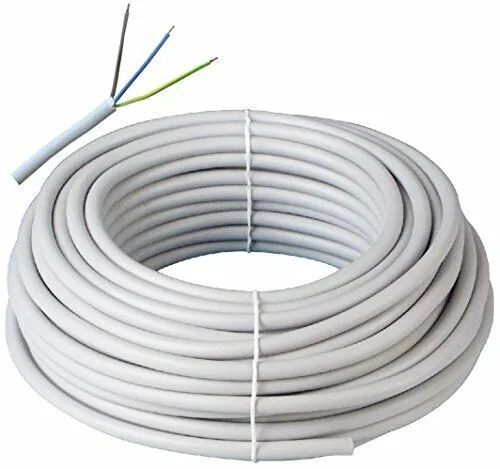 Installations-, Elektro- und Stromkabel NYM-J 3 x 1,5 mm2 50 m Grau - für vielseitige Verlegung in Trocken-, Feucht- und Nassräumen, hohe Temperaturbeständigkeit und Schutzleiter integriert