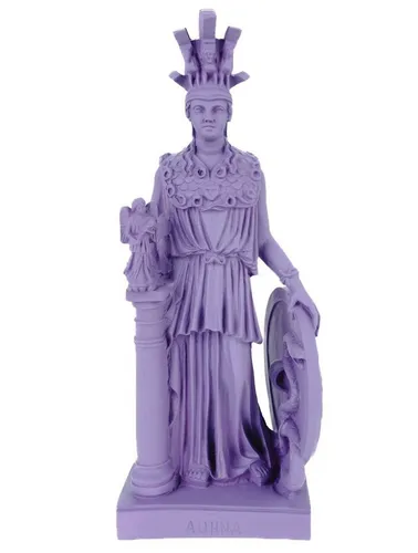 Kremers Schatzkiste Dekofigur Athene 24 cm fliederfarben - Elegante Dekofigur der Athene, Göttin der Weisheit, aus hochwertigem Alabaster. Ein stilvoller Blickfang für Ihr Zuhause, handgegossen und in modernem Design. Maße: ca. 27 x 11 x 9 cm.