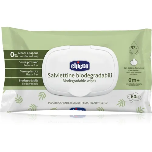 Chicco Biodegradable Baby Wipes sanfte Feuchttücher für Kleinkinder 60 St.