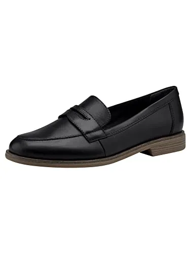 Tamaris Damen Slipper - Elegante Slip-Ons aus Leder - Slipper & Mokassins für Damen, aus hochwertigem Leder gefertigt, ideal für Büro und Freizeit, mit bequemer Passform und rutschfester Synthetiksohle.