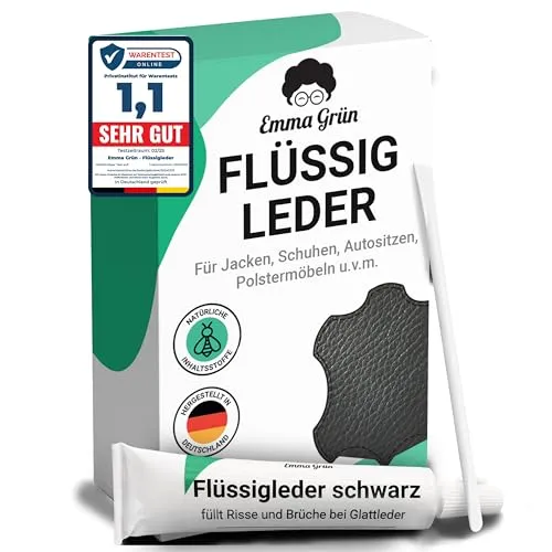 Emma Grün Flüssigleder Reparatur Set Schwarz 1x7ml - Effektive Lederreparatur für Risse und Löcher, umweltfreundlich und ideal für Möbel und Autositze