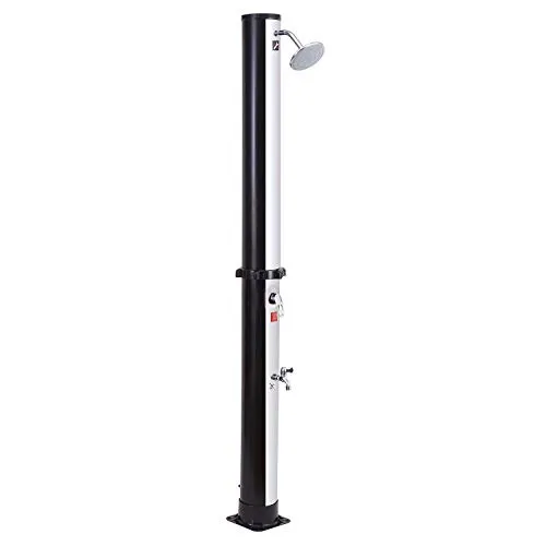 Happy Garden Solar-Außendusche FIDGI schwarz und Silber 35L - Brausen & Duschen – Umweltfreundliche Solardusche mit großem 35L Wassertank für erfrischende Duschen im Sommer. Einfache Installation und integrierte Fußspülung für zusätzlichen Komfort.