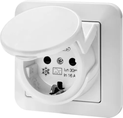 Gewiss GW95524 Unterputz Fehlerstrom Sicherheitssteckdose - Steckdosenzubehör, IP44 Schutzart für Sicherheit in feuchten Räumen, ideal für den Einsatz in Badezimmern oder Außenbereichen.