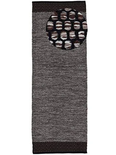carpetfine Baumwollteppich Kelim Mia Läufer Braun 60x180 cm | Moderner Teppich für Wohn- und Schlafzimmer