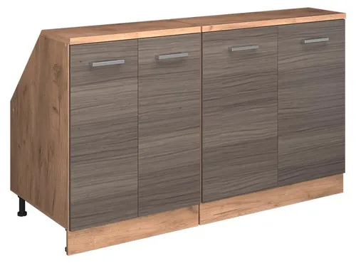 Vicco Unterschrank R-Line, Edelgrau/Goldkraft Eiche, 140 cm 2er Set