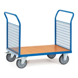 Fetra Transportwagen Doppel-Stirnwandwagen 1523 - MultiVario-Transporter mit 600 kg Tragkraft, stabiler Holzwerkstoffplatte und TPE-Rollen für müheloses Manövrieren. Ideal für Lager und Transport.