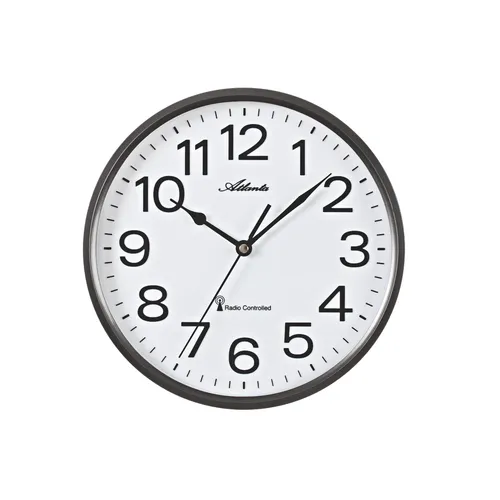Atlanta Funkwanduhr 26 cm Grau - Funkgesteuert für Küche & Wohnraum - Moderne Funkwanduhr mit automatischer Zeiteinstellung und eleganten Metallic-Ziffern. Ideal für präzise Zeitmessung in Küche und Wohnraum.