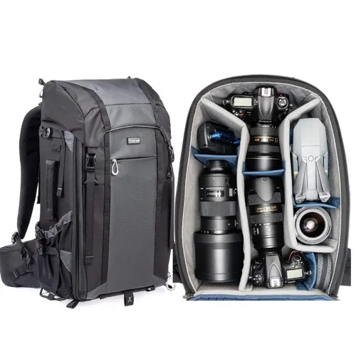 thinkTank FirstLight 46L+ Rucksack - Kameratasche für längere Reisen, ergonomisches Tragesystem für höchsten Komfort, ideal als Handgepäck geeignet.