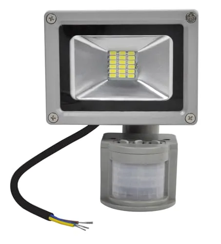 20W LED Fluter Floodlight Strahler mit PIR Bewegungsmelder Licht Scheinwerfer Außenstrahler Wandstrahler Grau Aluminium IP65 Wasserdicht AC 85-265V Kaltweiß