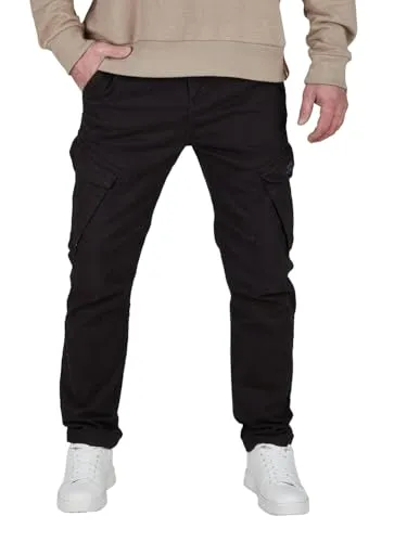 riverso Cargohose Herren RIVNick - Tapered Fit in Black - Wanderhosen mit Tapered Fit und stabilen Nähten für hohe Beanspruchung. Alltagstauglich und ideal für Sport, Freizeit oder Urlaub. Erhältlich in vielen Größen und Farben.