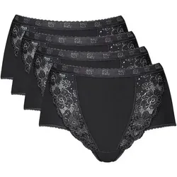 SLOGGI Chic Maxi 4P Damen Slips, Gr. 38, schwarz - Funktionsunterwäsche mit optimaler Bewegungsfreiheit. 4er-Pack aus hochwertiger Baumwolle und elastischen Spitzeneinsätzen für höchsten Tragekomfort.