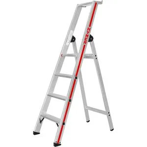 Hymer 802604 Stufenstehleiter SC80 - 4 Stufen, einseitig begehbar - Leiter für sicheres Arbeiten in Höhen, mit Plattform für besseren Halt und DIN EN 131 Zertifizierung.