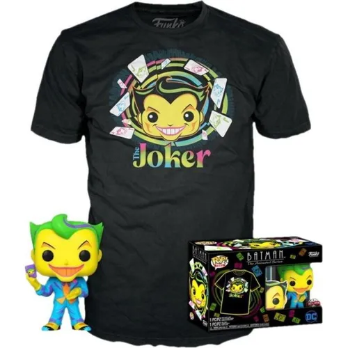 Funko Pop! & Tee: DC - Joker - T-Shirt mit Vinyl-Sammelfigur - L - Chibi Figuren - Perfekte Geschenkidee für Batman Fans, bestehend aus einem exklusiven T-Shirt und einer langlebigen Vinylfigur von Funko.