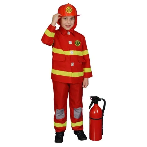 Dress Up America Rotes Feuerwehrkostüm Für Kinder – Feuerwehrkostüm Für Jungen Zum Rollenspiel Mit Helm – Feuerlöscher Nicht Enthalten
