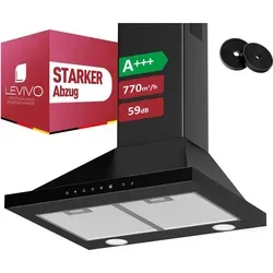 LEVIVO Dunstabzugshaube 60 cm Umluft & Abluft mit 770 m³/h Leistung