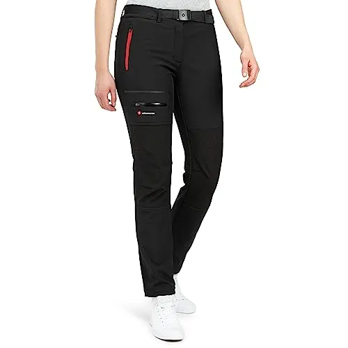 Höhenhorn Trekmaster Damen Wanderhose Schwarz Gr. L - Wanderhose für Damen, wasserdicht mit 8.000 mm Wassersäule und atmungsaktiv. Ideal für kältere Temperaturen dank Microfleece-Futter und verstärkten Knien.