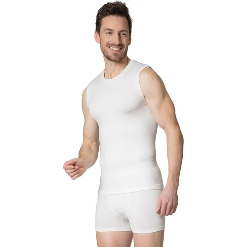 Odlo Herren Performance Light Eco Tanktop XL - Weiss - Kurzarm Unterhemden aus geruchsneutralisierendem Stretchmaterial, perfekt für schweißtreibende Touren und umweltfreundlich hergestellt.