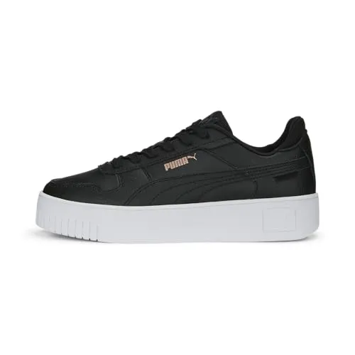 PUMA Damen Carina Street Sneaker - Black Rose Gold White Metallic, eleganter Leder-Sneaker mit Gummi-Außensohle für optimalen Komfort und Stil