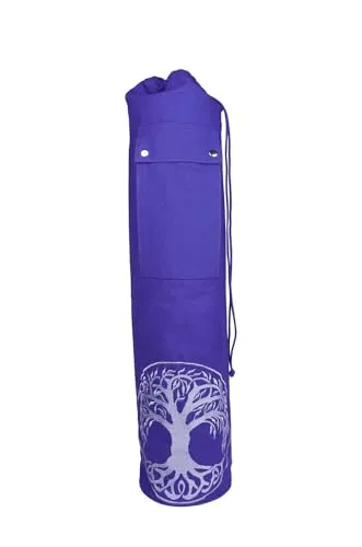 Deuser YOGATASCHE | Violett | XXL | 72 x Ø 15,5 cm | Praktischer Reißverschluss | Verstellbarer Tragegurt | Reißfeste Baumwolle | Waschbar bei 30 Yogamatte | Yoga Tasche, One Size