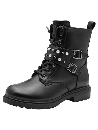 Marco Tozzi Schnürstiefel Schwarz - Wanderschuhe mit modernem Design und optimalem Tragekomfort, ideal für Büro und Freizeit. Der Blockabsatz und die mittlere Weite sorgen für Stabilität und Stil.
