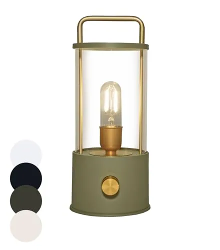 Coen Bakker LED Laterne Tischlampe dimmbar IP44 Lampe USB Warmweiß für Innen & Außen 15x11 cm Tischleuchte, Farbe:Grün