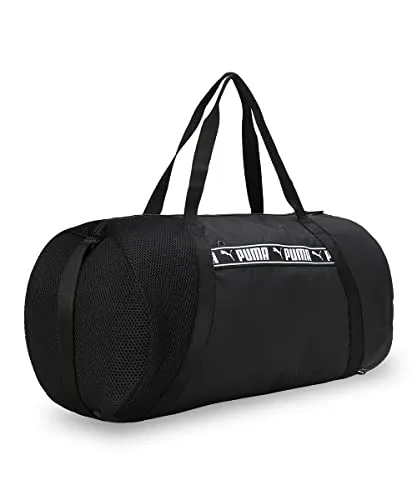 PUMA Damen at ESS Barrel Bag Sporttasche, Schwarz - Klassische Sporttaschen mit praktischem Design, ideal für Fitness und Freizeit, Modellnummer 079629