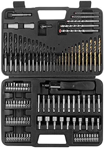 AGT Bohrersatz: Bohrer- & Bit-Set, Titanummantelung, 109 Teile im Aufbewahrungs-Koffer (Werkzeugset, Werkzeug-Koffer, Schraubenausdreher)