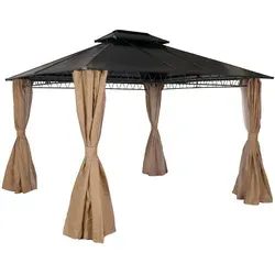 Berlinlodge Pergola Creme - Stabil mit Sicht- & Sonnenschutz - Robuste Pergola mit Dach und 4 Seitenwänden, ideal für den Garten. Praktisches Moskitonetz und einfaches Öffnen der Seitenwände sorgen für Komfort im Freien. Maße: 360x290x300 cm.