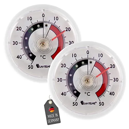Lantelme 2 Stück Kühlschrankthermometer Set selbstklebend Temperaturanzeige +
