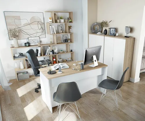 freiraum Büromöbel-Set OFFICE, (Büromöbel-Set, 2-tlg., mm), (Büromöbel-Set) in Canadian Eiche/Artik Weiß