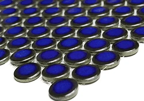 Mosaik Mosaikfliese Knopf uni kobaltblau glänzend Keramik Mosaik, Mosaikstein Format: 19 d=5 mm, Bogengröße: 322x305 mm, 1 Bogen/Matte