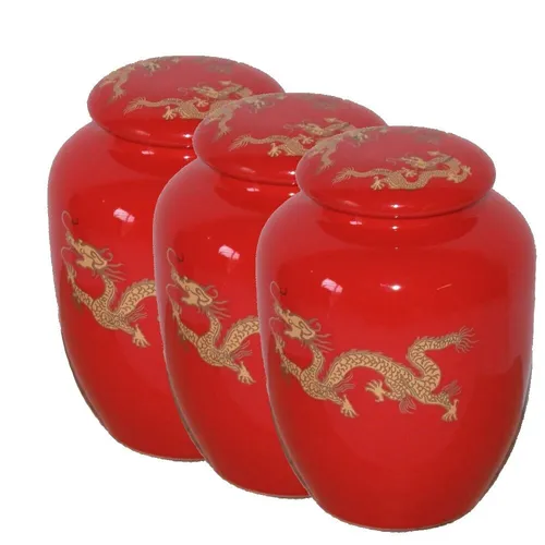 Stück Tee Dose Behälter Keramik rot Teedose Keramikdose 450 ml 3