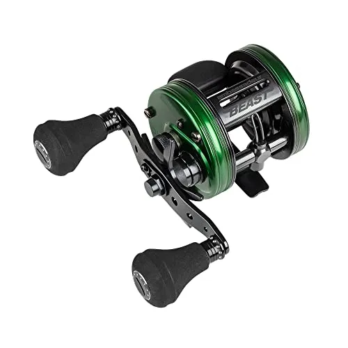 Abu Garcia Ambassadeur Beast HD – Runde Baitcaster Multirolle für Hechtangeln - Angelrollen mit super Brass-Getriebe, ideal für präzises Hechtangeln. Mit einer Übersetzung von 5,3:1 und einem Schnureinzug von 65 cm pro Kurbelumdrehung.