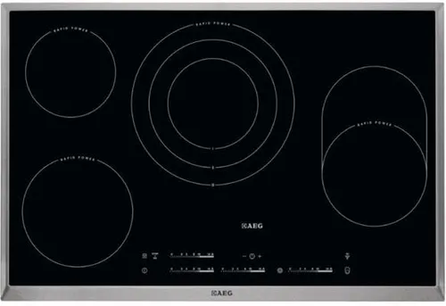 AEG HK854870XB - Autarkes Glaskeramik Kochfeld, 76,6 cm breit, strahlenbeheizt mit RapidPower Kochzonen für schnelles und perfektes Kochen
