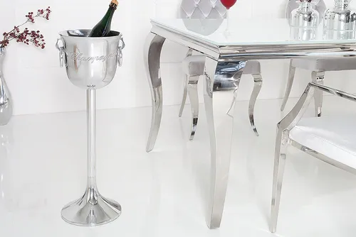 riess-ambiente Sektkühler CHAMPAGNE 75cm silber - Flaschenkühler aus hochwertigem Metall mit elegantem Design, ideal für stilvolle Anlässe und hält Champagner und Eiswürfel optimal kühl.
