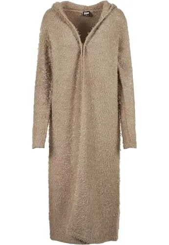 Urban Classics Damen Kapuzenpullover Feder Cardigan in Softtaupe, XL - Stylisches knielanges Damen-Jäckchen in Federoptik. Das kuschelige Material bietet hohen Tragekomfort und hält angenehm warm. Ideal kombinierbar mit verschiedenen Outfits, für jeden Anlass geeignet.