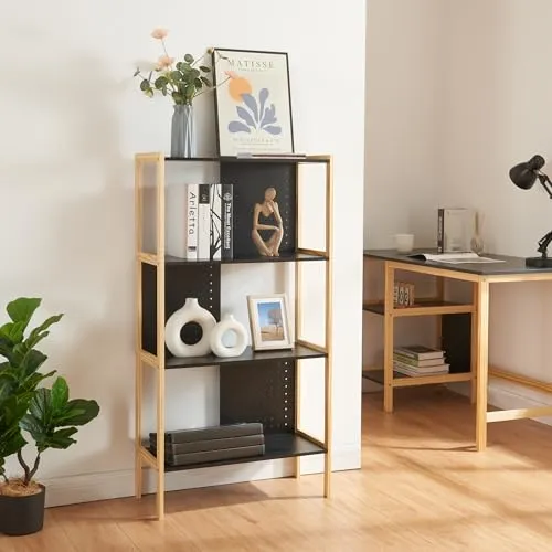 [en.casa] Standregal Dønna - Modernes Bücherregal mit 3 Ebenen - Standregal mit 3 Ablagefächern, ideal für Wohnzimmer oder Büro. Hochwertiges MDF sorgt für Langlebigkeit und modernes Design, perfekt für Ihre Dekoration!