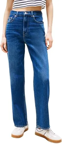 Tommy Jeans Damen Layla Hr Slim STR Bi0152 Co Dw0Dw20054 Gerade - Jeans im Slim Fit, ikonisches Design mit hohem Tragekomfort, ideal für Büro und Alltag. Hergestellt aus 50% regenerativer Baumwolle für nachhaltigen Style.