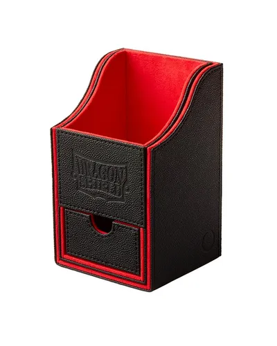 Pegasus ART40204 - Dragon Shield: Nest Box + Dice Tray Schwarz/Rot - Sammelkarten Aufbewahrung mit starkem Magnetverschluss, für über 100 Karten und extra Würfelfach, stilvolles Design in Schwarz und klassischem Innenleben.