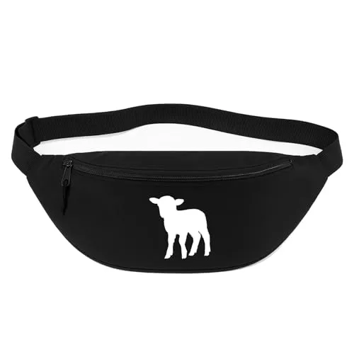 Huuraa Bauchtasche Lamm Silhouette Geschenk 2,5 Liter Black Crossbody Bag Lamm Geschenkidee