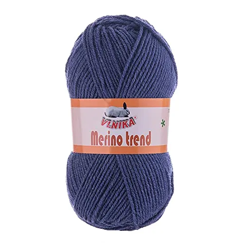 100g Strickgarn Merino trend aus 49% Merino-Wolle Strickwolle Wintergarn Handstrickgarn, Farbe:111 blaulila