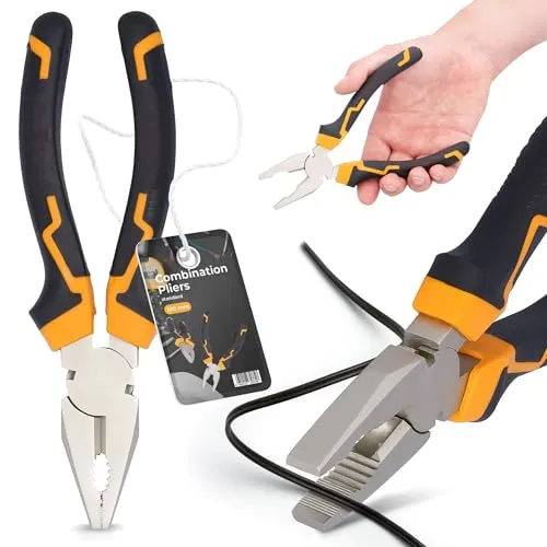 Kombinationszange Kombizange 180 mm Spitzzange Seitenschneider Kabelschneider Universalzange Cr-V Stahl Reparatur Wekzeug Gummiert Comfort-Griffen