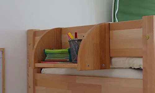 TiCAA Einhängeregal für Hoch- und Etagenbetten aus Buche - Hochwertiges Einhängeregal aus massiver Buche, bio-geölt, mit flexibler Montage und verschiedenen Ebenen für mehr Stauraum im Kinderzimmer.