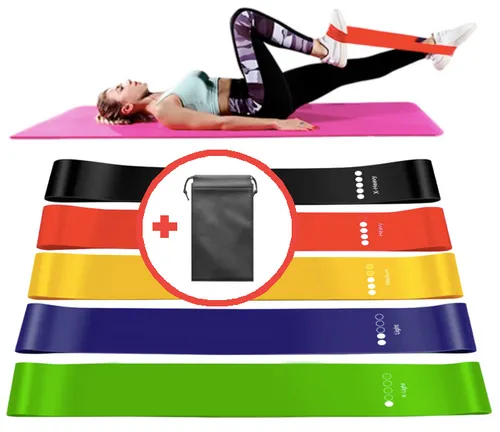 5er Set Fitnessbänder Widerstandsband Gummiband Gymnastikband Yoga Latex Terra