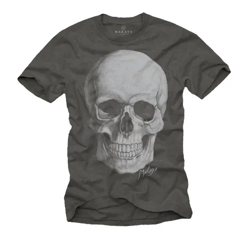 MAKAYA Print-Shirt Herren T-Shirt Skull Totenkopf Coole Lustige Geschenke Motorradfaher