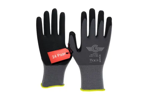 GUARD 5 Arbeitshandschuhe - 24 Paar für Bau und Garten - Hochwertige Schutzhandschuhe für Bau, Montage und Gartenarbeiten. Mit Nitril-Beschichtung für optimalen Grip und Atmungsaktivität. Ideal für den professionellen Einsatz.