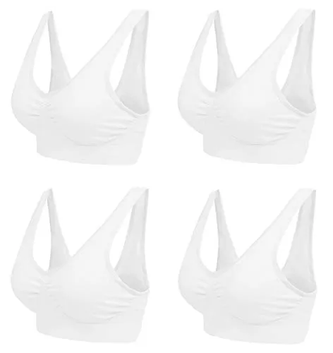 Boolavard Comfort BH - Seamless - Bustier BH - Freizeit und Sport BH, Sporttop, Nahtlos, Form Bustier Top ohne Bügel, Ahh Bra Wohlfühl (L: 96-101cm (75C-85A), 4 x Weiß)