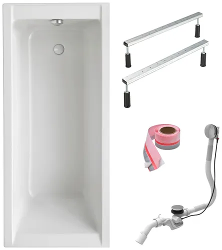OTTOFOND Einbauwanne Körperformwanne 160x75 cm mit Zubehör - Hochwertige 4-tlg Körperformwanne aus volldurchgefärbtem Sanitäracryl, inklusive Fußgestell und Ablaufgarnitur. Ideal für eine schnelle Montage und stabilen Halt, sorgt für ein entspanntes Badeerlebnis.