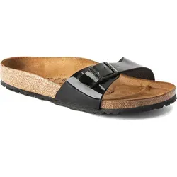 Birkenstock Madrid Sandalen Damen - Elegante schwarze Einriemer in Größe 42 - Schuhe, zeitloser Klassiker und modischer Hingucker, ideal für komfortable und stilvolle Sommerlooks.