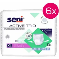 Seni Active Trio - XL Inkontinenzeinlagen, 6 x 10 Stück - Atmungsaktive Inkontinenzeinlagen für schwere Harninkontinenz mit optimalem Sitz, seitlichem Auslaufschutz und Nässeindikator für zusätzlichen Komfort und Sicherheit.